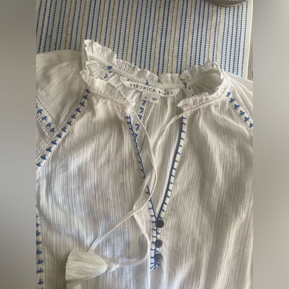 Veronica Beard short white long sleeve boho style dress size medium - Picture 7 of 15